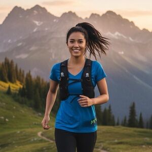 Arc’teryx Women’s V-Neck Blue Logo Graphic T-Shirt Size M Outdoor Hiking